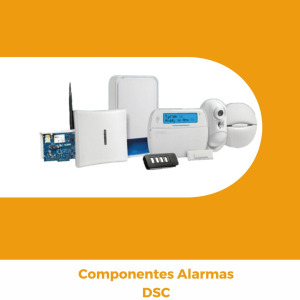 Componentes Alarmas DSC 2, varios dispositivos que integran un kit en la fotografía 
