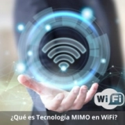 Mano sosteniendo logo de wifi flotando con tecnología MIMO