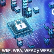 Imagen con candado en el fondo simboliando los protocolos de wifi WEP, WPA, WPA2 y WPA3